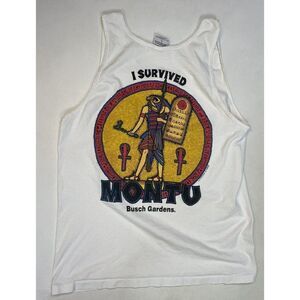 VINTAGE Busch Gardens I Survived Montu T-shirt Men Large USA 90s Single Stitch